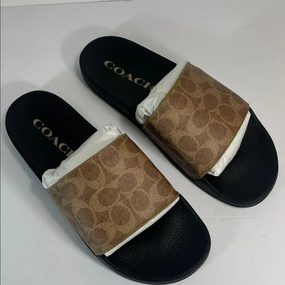 Coach Signature Udele Brown and Black Slides women’s size 11 - Picture 3 of 13